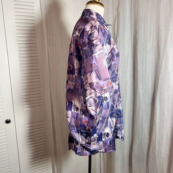 T. Corner | Men’s | Polo Shirt | M | Vintage Men's Thai Silk button Down Casual - Picture 5 of 5